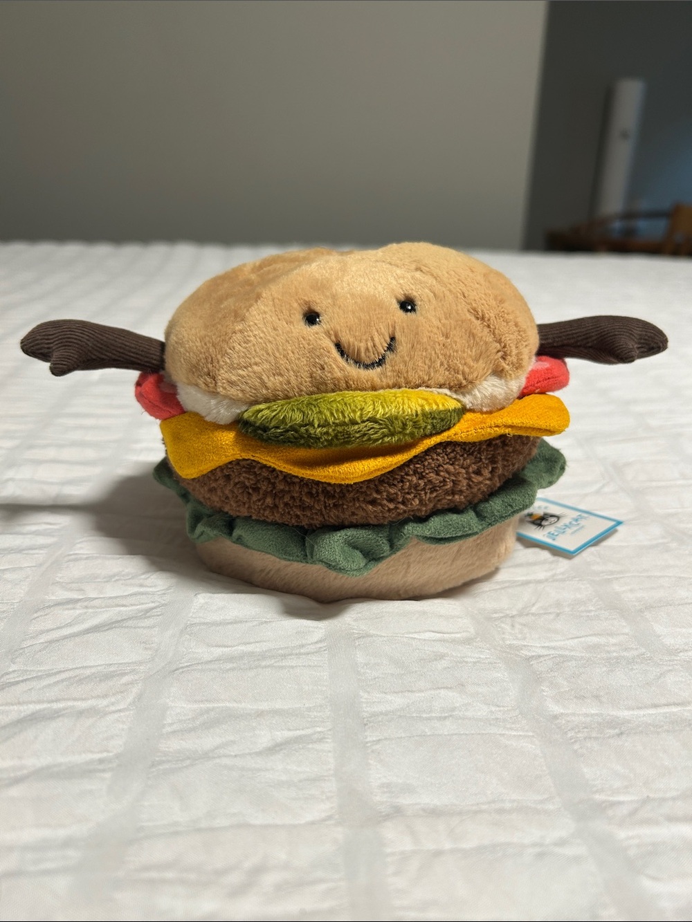 Jellycat Plush Burger Toy in Brown, Green, Yellow & Red